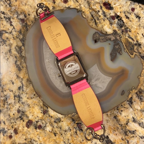 Charles Latour pink w leather band watch NIB - Picture 5 of 16